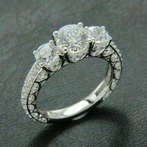 🌸925 Silver Plated Round Cut CZ Eternity Ring for Women, MARR9412